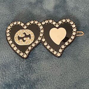 Gucci Black and Gold Heart Hair Clip